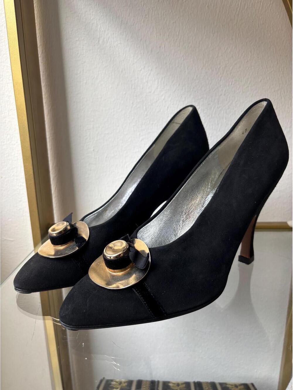 Vintage 1980s Karl Lagerfeld Unworn Gold Hat Heels
